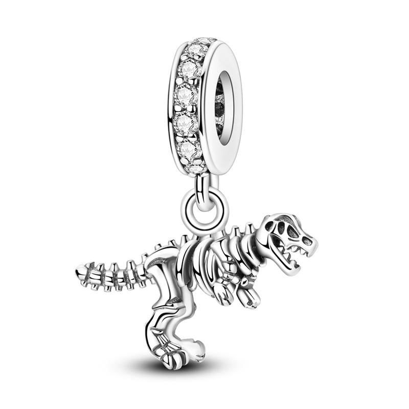 Dinosaur Series Original Copper Charm Bead Cz Zircon Stegosaurus Pendant Gift Fit Bracelet Jewelry Diy Marking