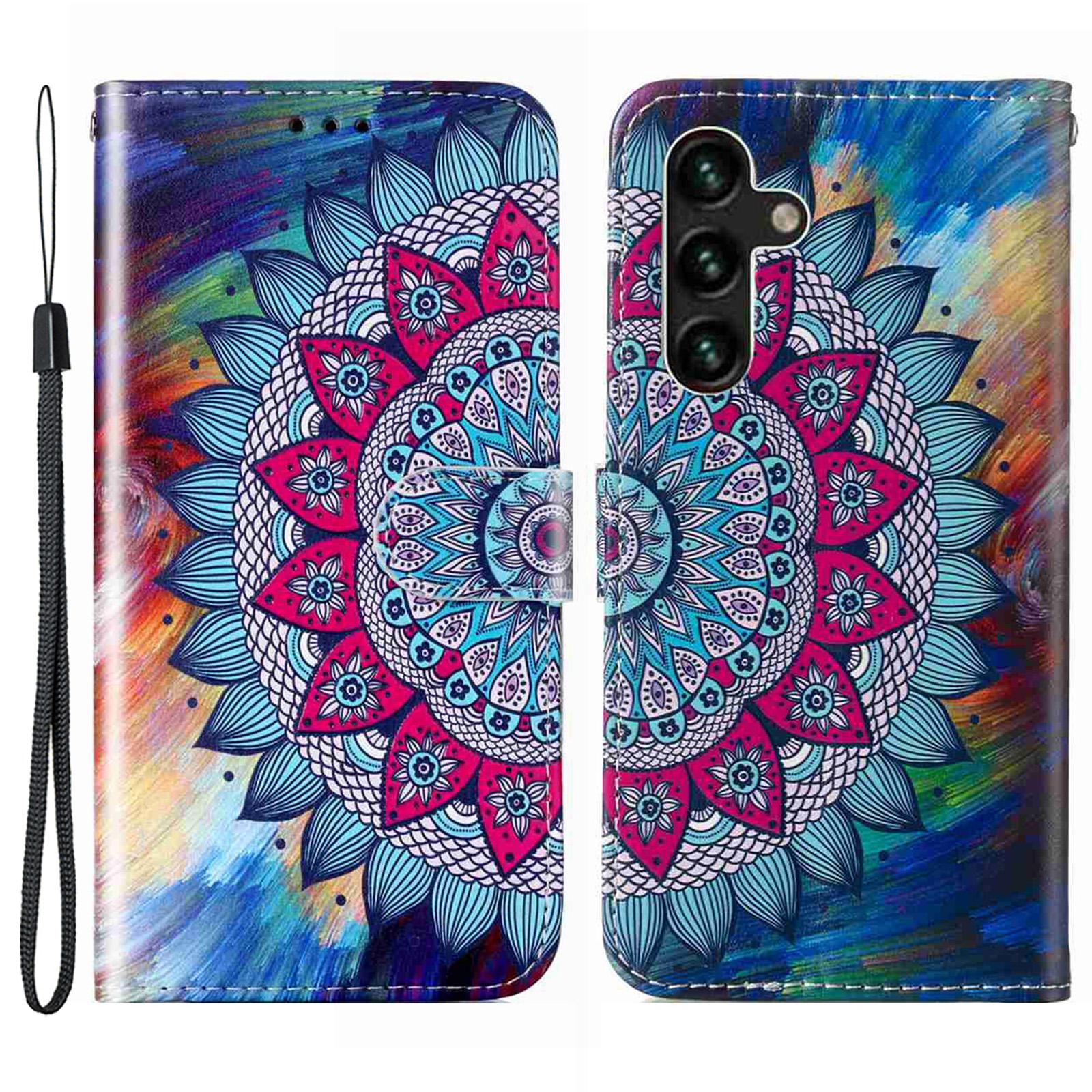 

For Samsung Galaxy S25 FE Case Pattern Leather Wallet Phone Cover with Strap Mandala Flower