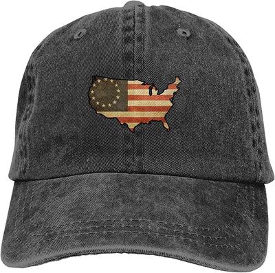 Mapa USA Flaga Betsy Ross Unisex Modny Tata Kapelusz Bawełniana Regulowana Czapka Baseballowa
