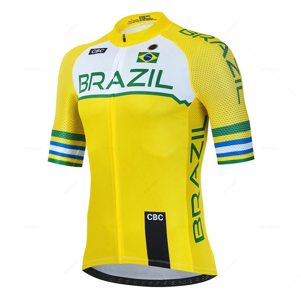 Set Maglia Ciclismo Estiva Team Brasile Abbigliamento Ciclismo MTB Abiti Bici Uniforme Maillot Ropa Ciclismo Tuta da Ciclismo Uomo