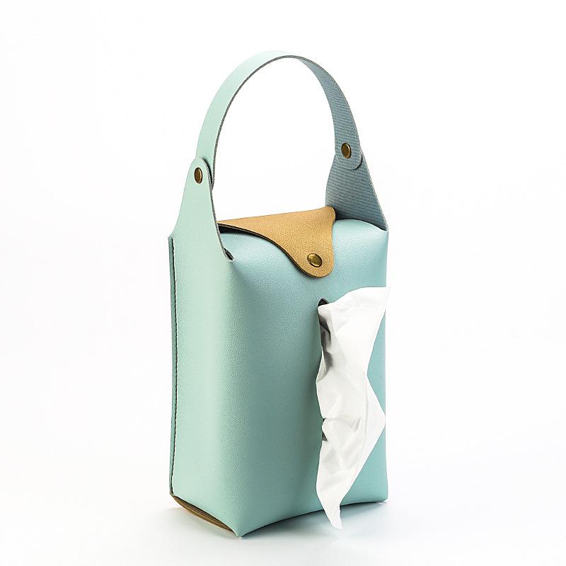 Retro Elegant Leather Tissue Box Hanging Car Tissue Bag Universal Portable Waterproof Home Kitchen Napkin Organizer Nordic