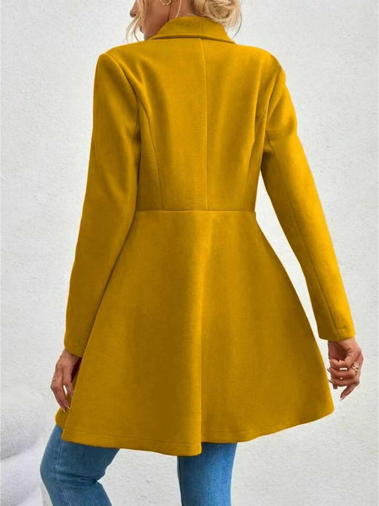 Umlegekragen Trenchcoat Damen Windjacke Eng anliegende Kleidung Femme Lockerer Umhang Wolliger Einreiher Oberbekleidung