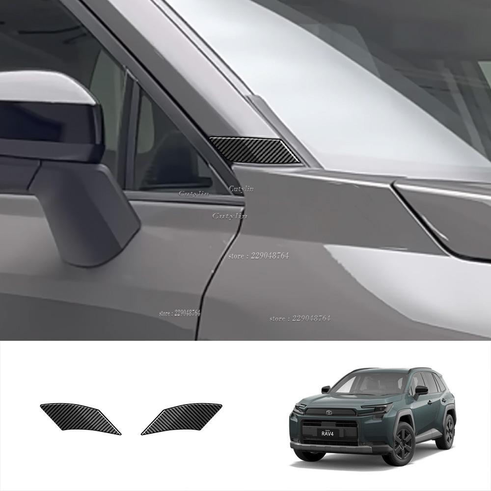 For Toyato Rav4 RAV 4 2026 2027 ABS Black Carbon Fiber Car A Pillar Cover Trim Rear Window Tail Wing Decorative Strip styling