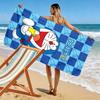 Blue Cat Anime Print Beach Towel, Large Soft Quick Dry Towel for Beach Camping Swimming