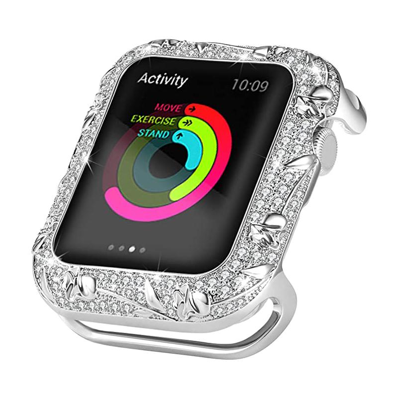 Diamond Watch case For Apple watch case 45mm 41mm 44mm 40mm Series 9 8 7 6 5 4 3 SE Luxury diamond protective cover iWatch shell