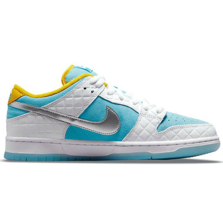 Nike FTC X Dunk Low SB Lagoon Pulse Unisex Sneakers Blue White Metallic-Silver DH7687-400