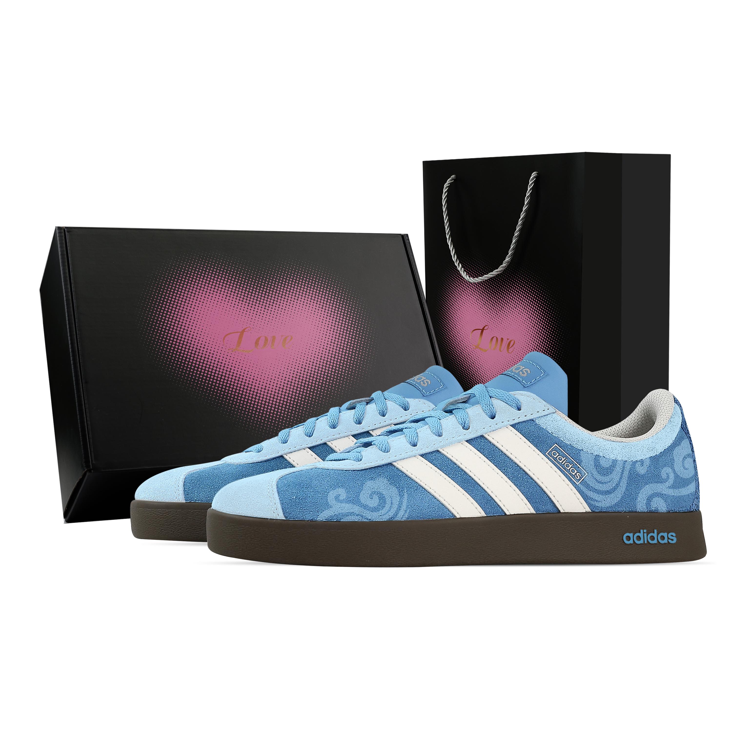 

Custom Adidas VL COURT 2.0 Cloud Stream Green Wave, Heart Box Low top German Army Trainers Unisex Blue JI0496(Team773--) 36