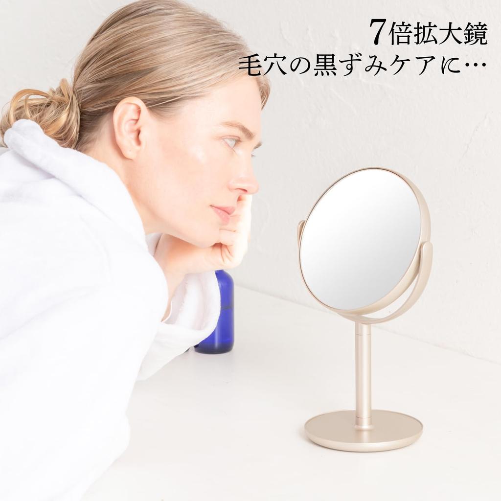 HORIUCHI MIRROR Double-Sided Standing Mirror with 7x Magnification for Detailed Viewing, Makeup Mirror, Perfect Gift for Respect for the Aged Day or M