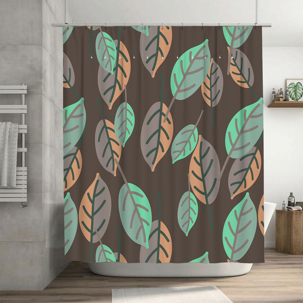 Blattmuster Duschvorhang Wasserdicht Polyesterstoff Badezimmer Dekor Anpassbare Größe Verschiedene Farben Erhältlich Modern Functio