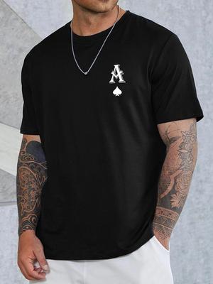 Spades Graphic Print Mens Casual Crew Neck TShirt Short Sleeve Summer Sports Tee