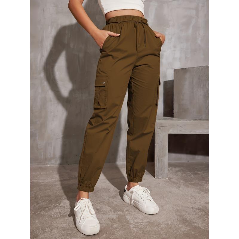 

Женские летние повседневные длинные рабочие брюки с высокой талией XL кофейный