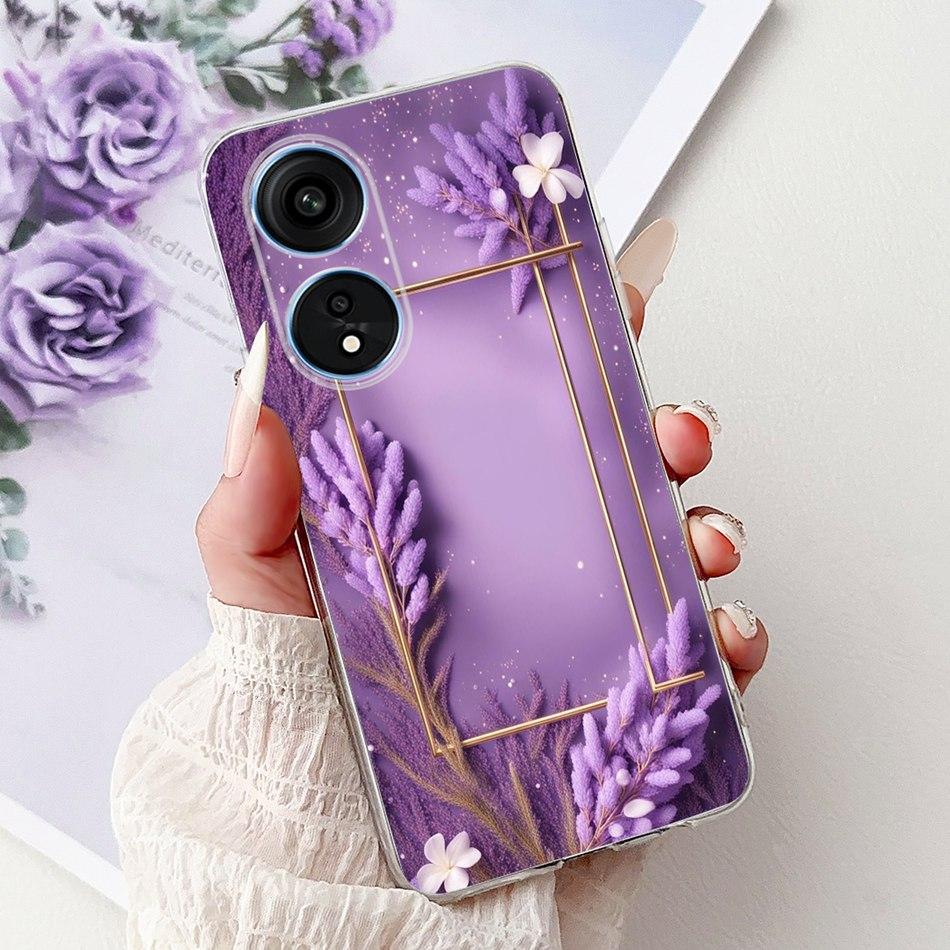 For Oppo Reno8 T Phone Case Reno 8T 5G 4G CPH2481 CPH2505 Elegant Floral Cat Soft Silicone Transparent TPU Lightweight Cases