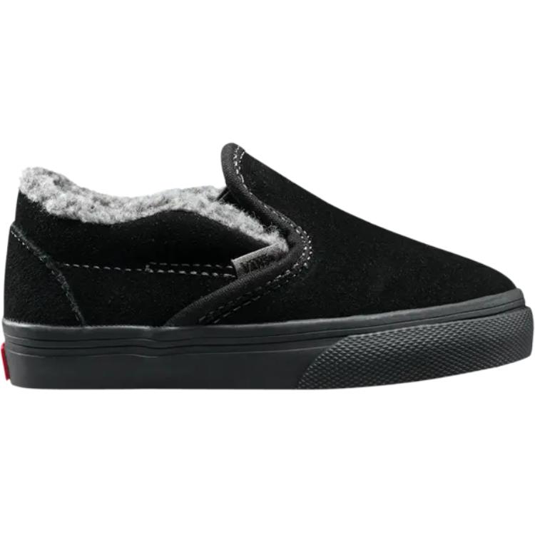 Vans Classic Slip-On Toddler Sherpa - Black Baby Sneakers Pewter VN0A32QJQQI
