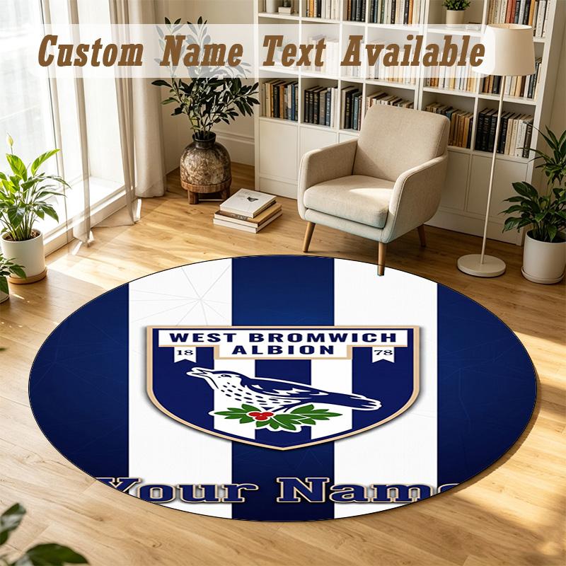 Round Rug Custom NameWest Bromwich Albion FC Pattern Non Slip Carpet Home Floor Decor