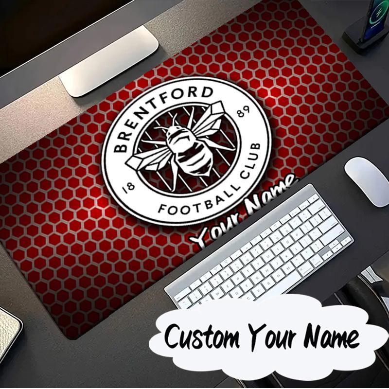 Custom Name Mouse pad Brentford Football Club Logo Mouse pad, Gaming Mouse Pad, keyboard pad, Desk Decor for computer notebook Fan Birthday Gift
