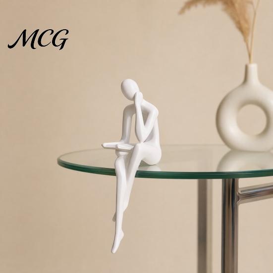 Figurina Moderna per la Meditazione Figure del Pensatore Stampate in 3D Ornamenti, Sculture Minimaliste di Arte Astratta Elegante Decorazione da Appendere da Tavolo per Casa Ufficio