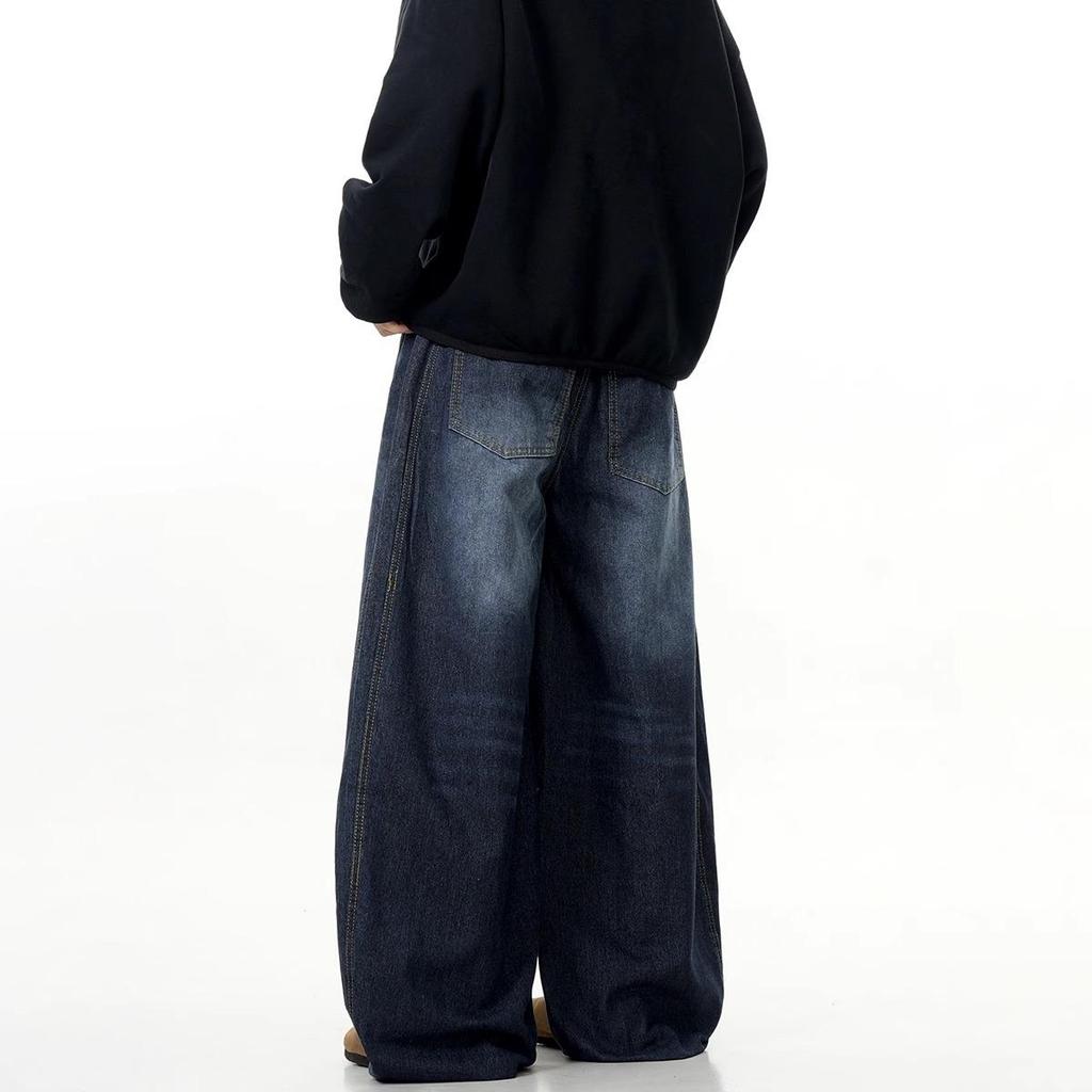 Men's Retro Vintage Distressed Wide-Leg Jeans