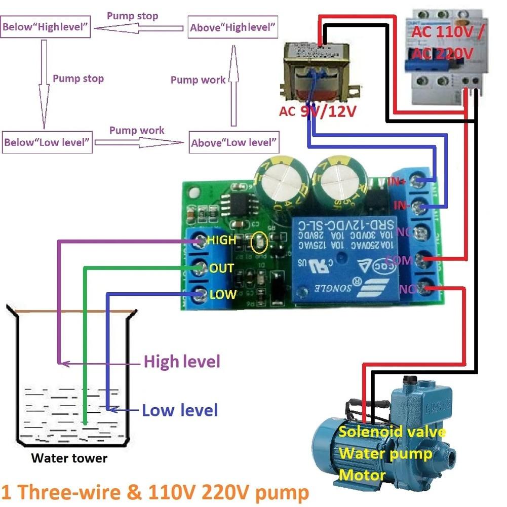 12V water level automatic control liquid level sensor switch control relay board