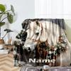 Custom Name Horse Theme Printed Blanket - Perfect for Couch, Bed, Travel & Outdoor Use | Machine Washable, Cozy & Durable.