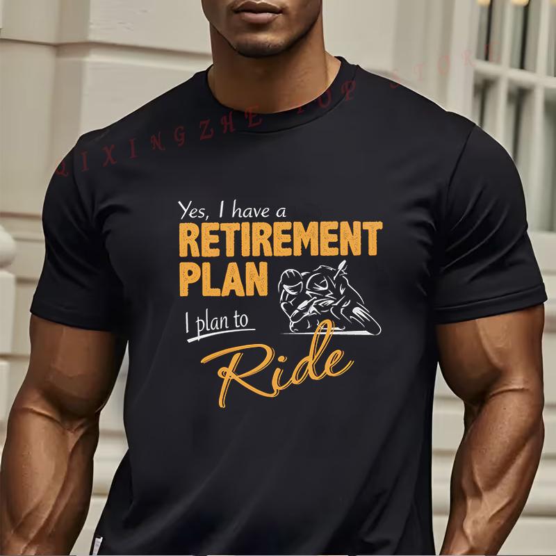 Retirement Plan Biker Motorcycle Motorbike Mens TShirt Funny Present For Mens Short Sleeve TShirts Oneck Top Tees S