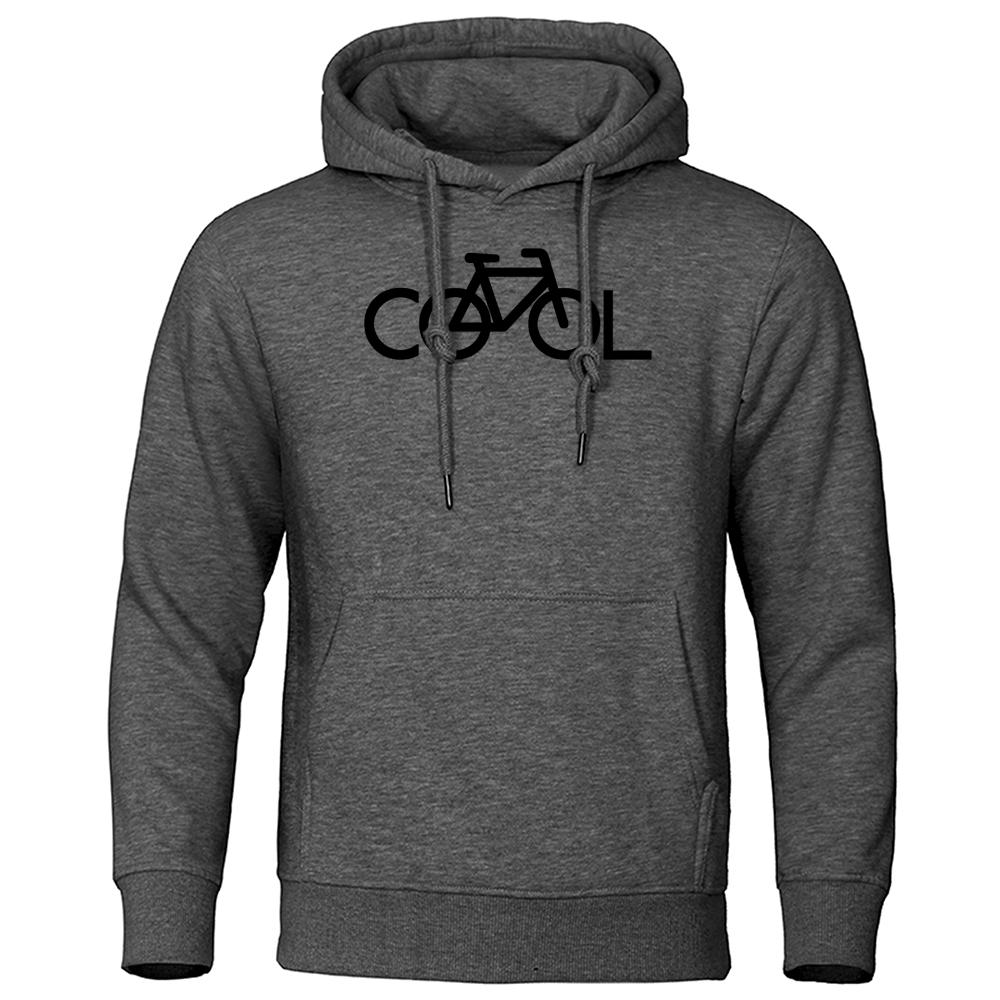 Cooler Schriftzug Fahrrad Einfaches Strichdesign Bedruckter Hoodie Herren Rundhals Lässiges Sweatshirt Herbst Locker Kapuzenfleece Warme Oberteile