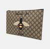 [Pre-Owned] Bee Print Logo Detachable Wrist Strap Canvas And Leather Medium Clutch - Very Good #1U2H4QG