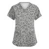 Women's Fashion Polka Dot V-Neck Short Sleeve Work Top with Pockets, Caregiver Uniform Shirt