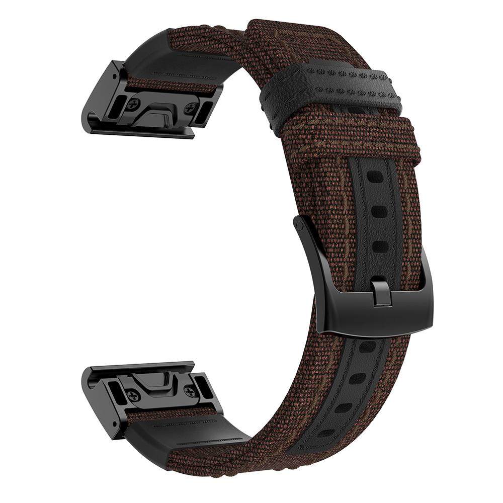For Garmin Fenix 5X/Fenix 5X Plus/Fenix 3/Fenix 3 HR Watch Band Canvas Jean+Genuine Leather Sports Watch Strap