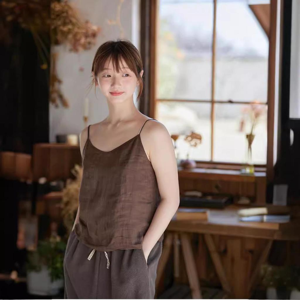 Women's Lightweight Casual Linen Camisole: Summer Style, See-Through, Breathable, Solid Color