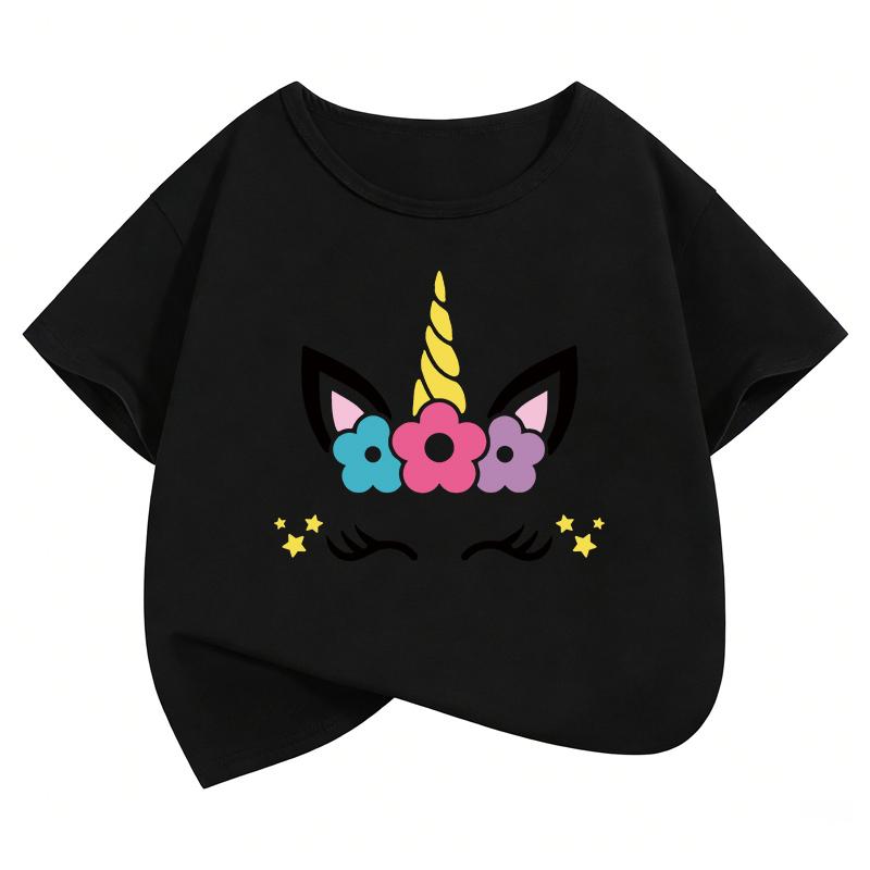 Kawaii Horse Unicorn Design TShirt Printed T Shirt Girls Summer Clothes Short Sleeve Tops TShirts Cute Kids Clothing