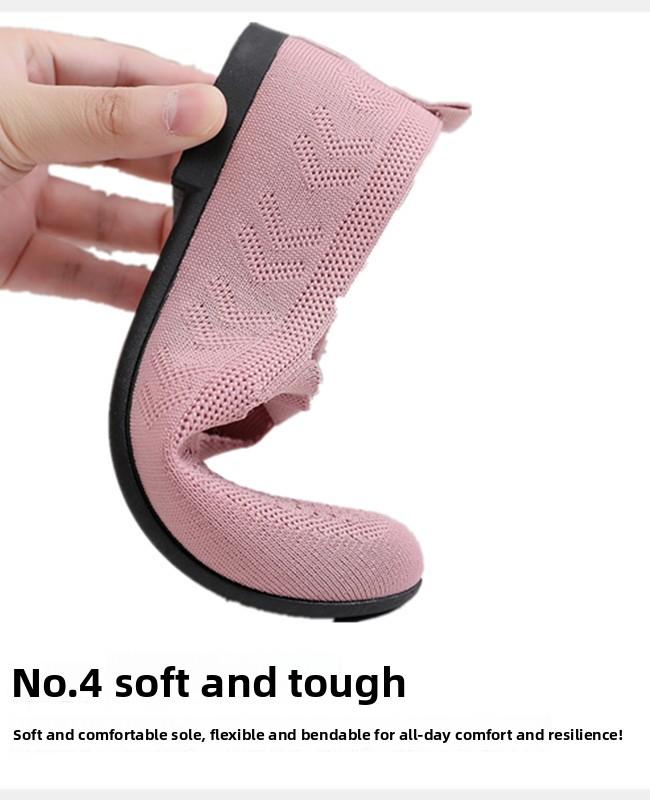 Women's Breathable Flying Woven Casual Shoes, Fashion Slip on Flats, Lightweight Soft Sole Comfortable Walking Shoes