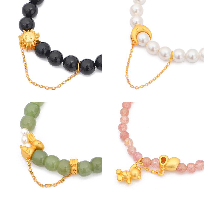 1 Stück Sand Gold Kupfer vergoldet Mond getrennt Perlenkette für DIY Halskette Armband Ohrringe Schmuck machen Handwerk Zubehör