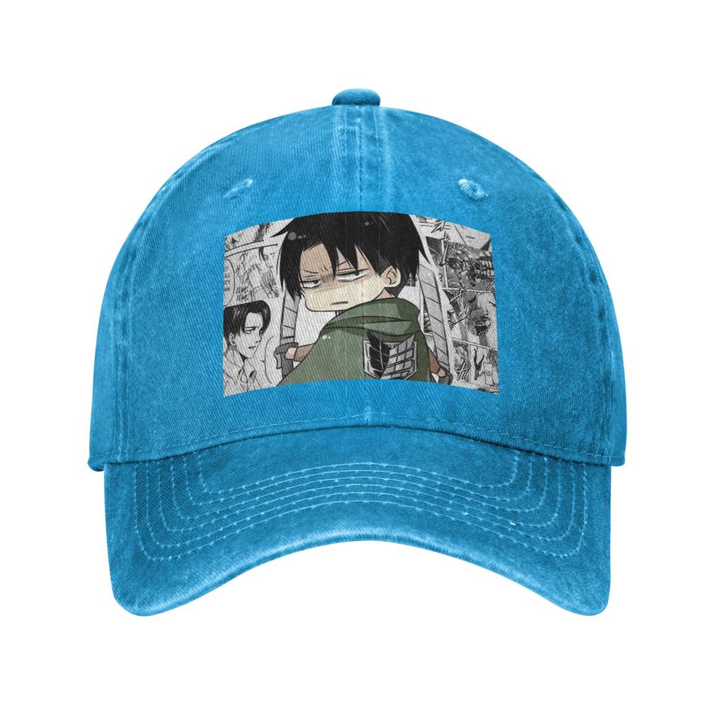 Levi AckerUnisex Attack on Titan Gewaschene Denim-Kappe Lässige Baseballkappen Verstellbarer Hut Sommer Unisex Baseballkappen