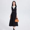 Age-Defying Preppy Vest Dress Set for Female College Students - Ideal for Exams & Interviews, Includes Shirt and Vest Dress