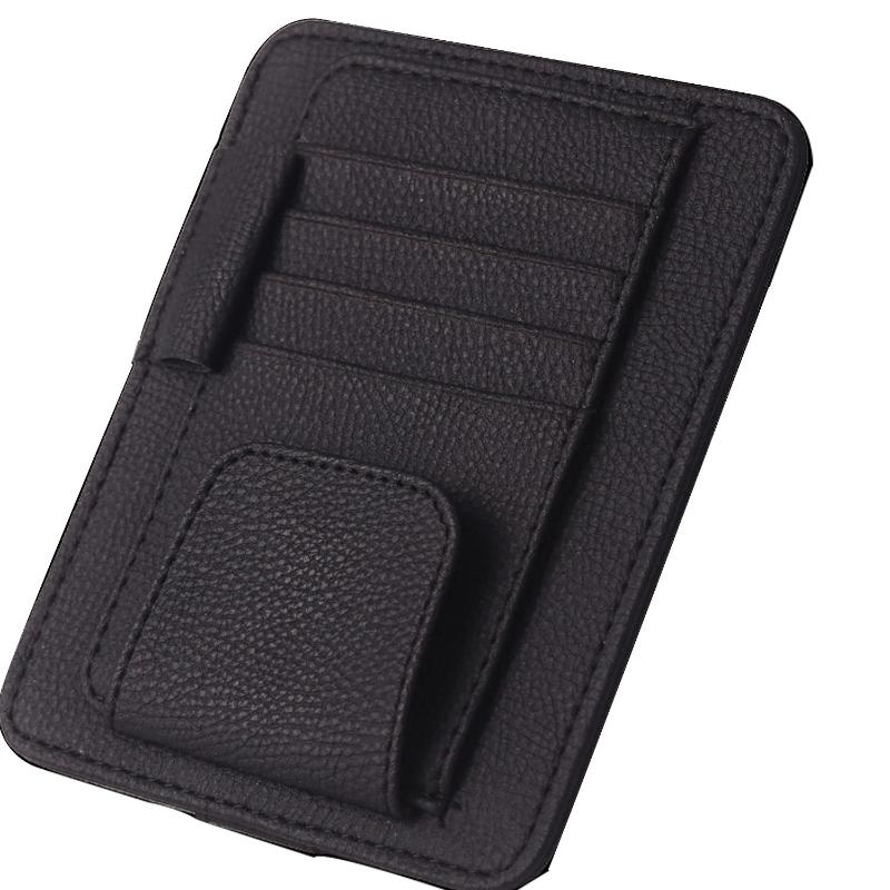 Space-saving PU Leather Car Sun Visor Organizer Multiple Pockets for Cards Glasses Pens Auto Interior Decor