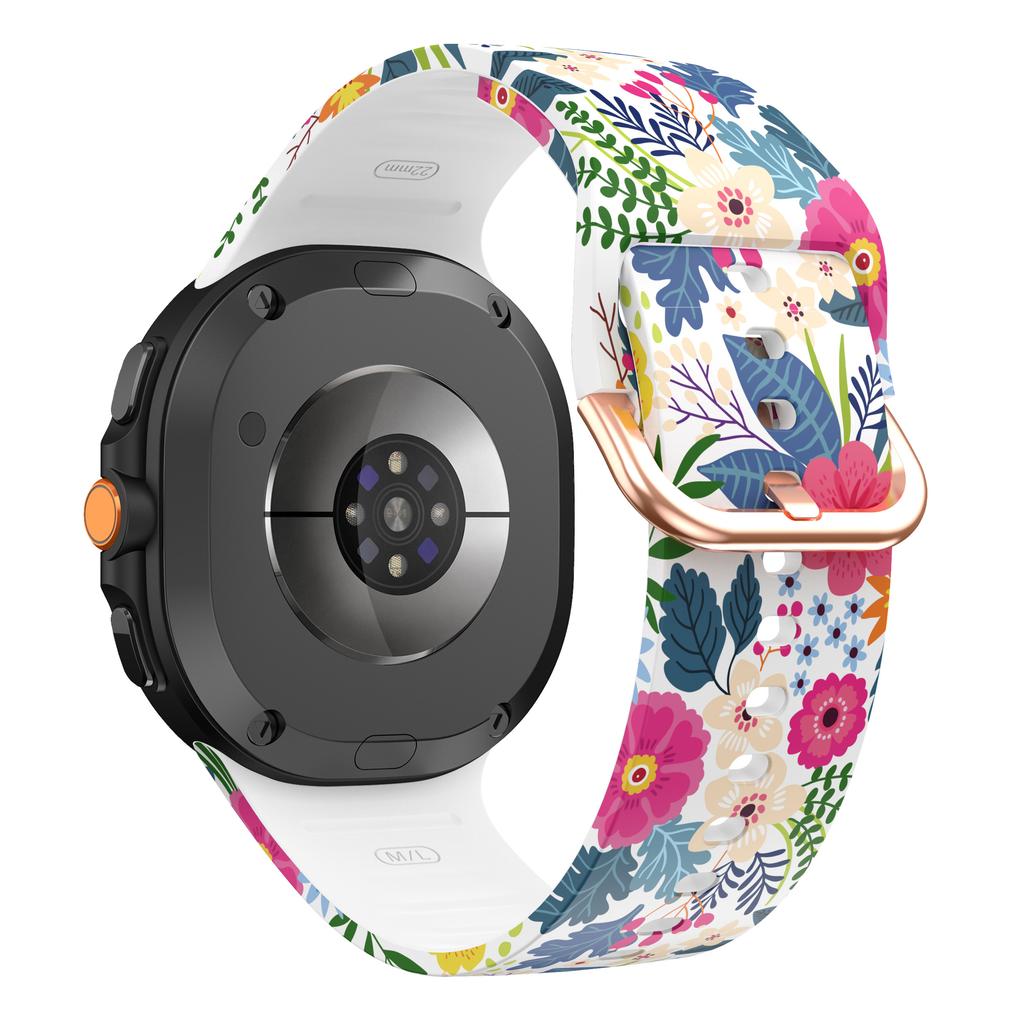 Blommiga Designrem för Samsung Galaxy Watch 8 40 44mm Färgstarkt Silikon Sportband för Galaxy 8 Classic 46mm Solros Leopard