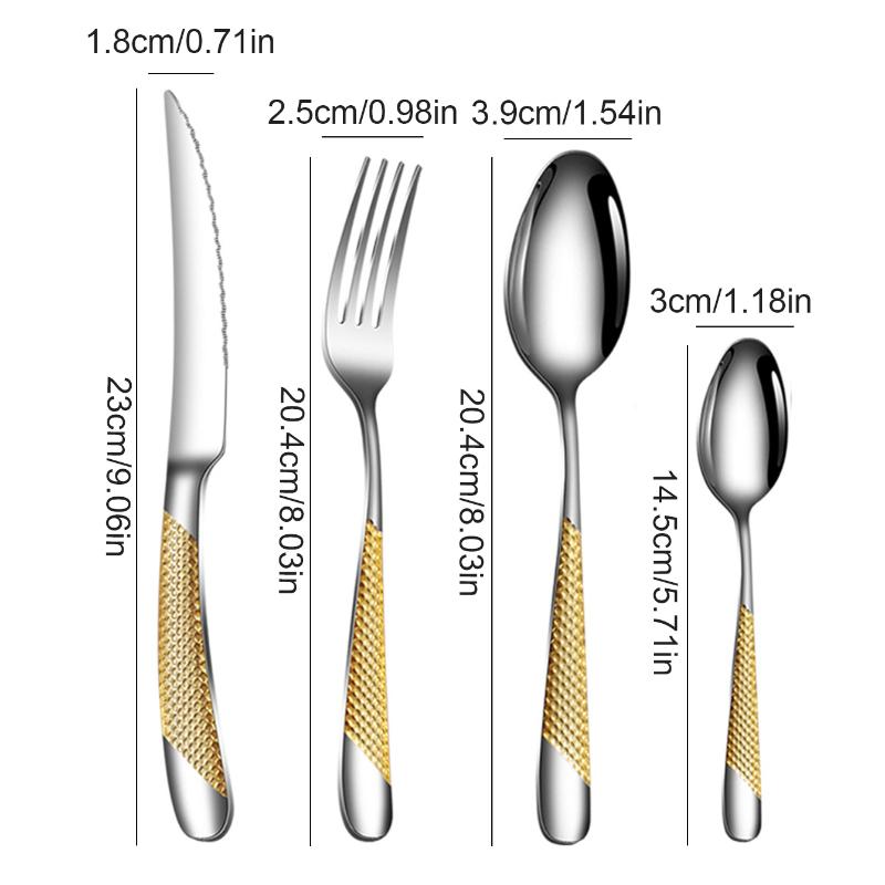 24pc Edelstahl Geschirr Sterne Steak Messer und Gabel Dessert Gabel Löffel Familie Anzüge