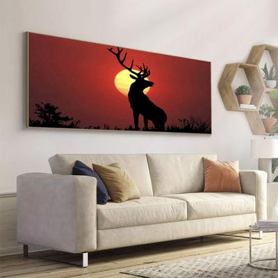Animal Oil Painting Elk Grassland Wall Painting Canvas Painting Office Living Room Corridor Home Decoration Mural No Frame