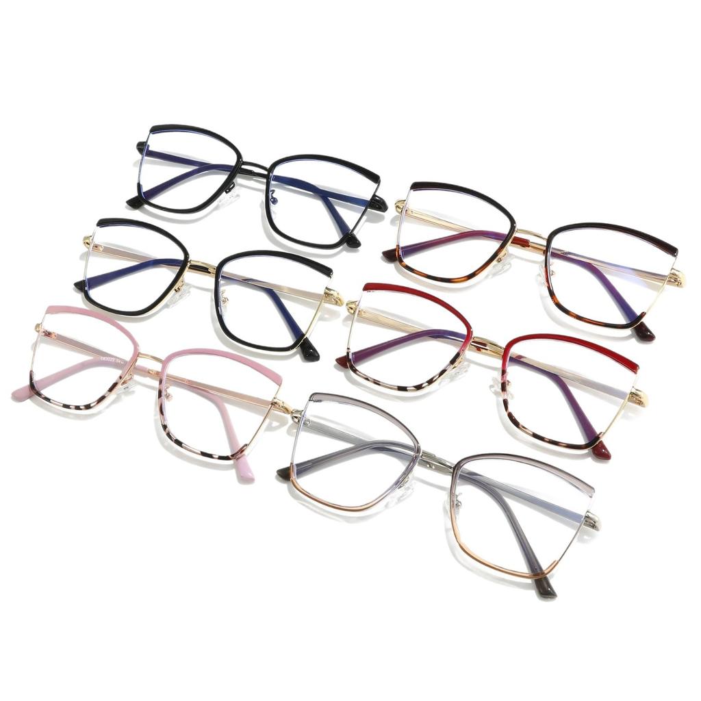 Trendy glasses TR Half-frame glasses with wire rims, suitable for both men and women, featuring blue light blocking lenses and metal temples, can be