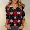Women's T Shirt CHristmas Print 3/4 Sleeve Daily Weekend Fashion Basic V- Neck Regular Top