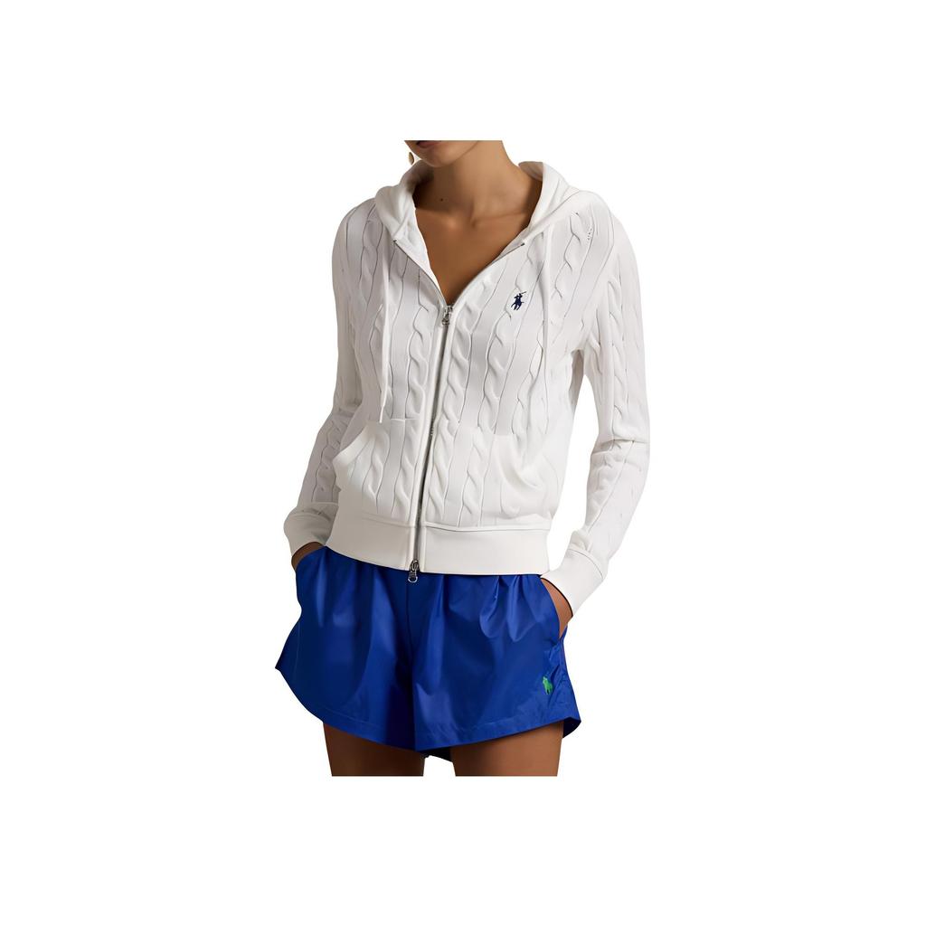 Polo Ralph Lauren Double Zipper Closure Hooded Long Sleeve Knit Sweater Women sweater White 211959124-002