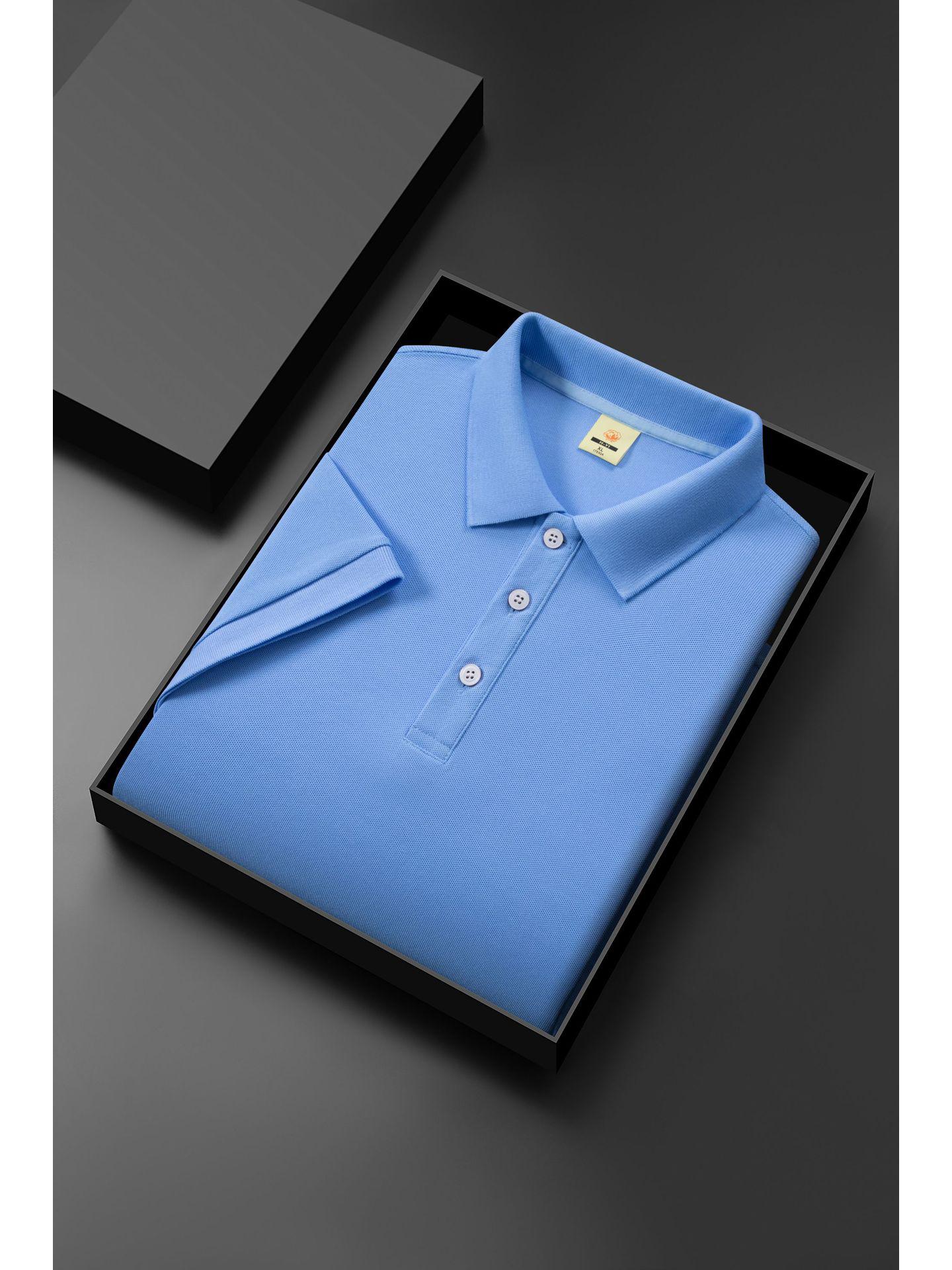 Men s 2026 Ice Silk Cool Short Sleeve Polo Shirt, Solid Color Lapel, Casual Summer Style M