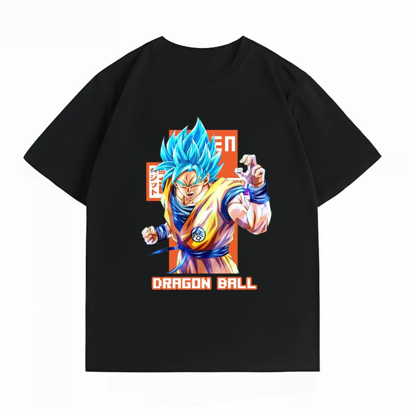 Unisexs Clothing New 100 Cotton Breathable Summer TShirt Dragon Ball Goku Blue Print Casual Streetwear Unisexs Tops