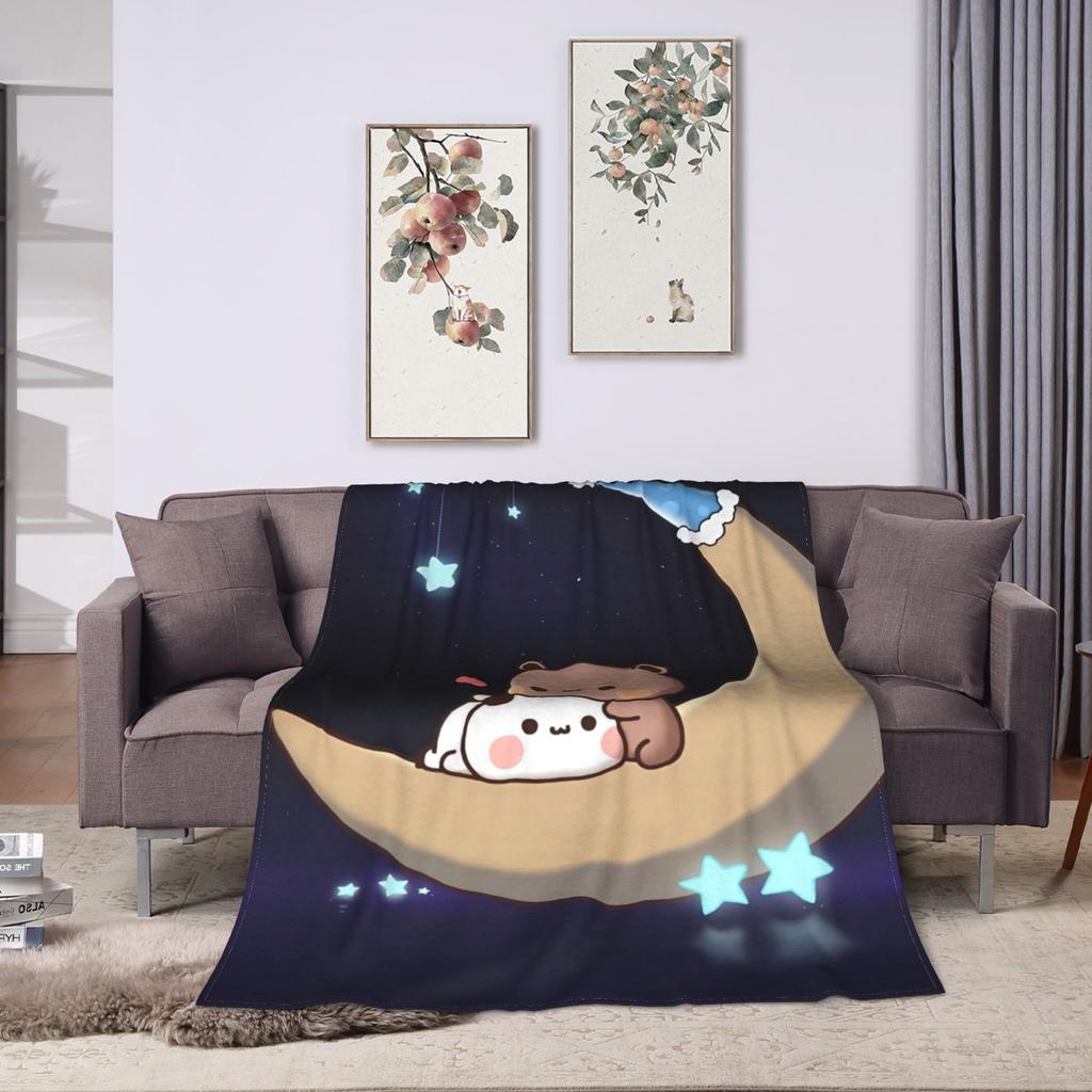 Bear Cartoon Cute Bubu Dudu Blanket Flannel Print  Portable Ultra-Soft Throw Blanket for Home Travel Bedspread