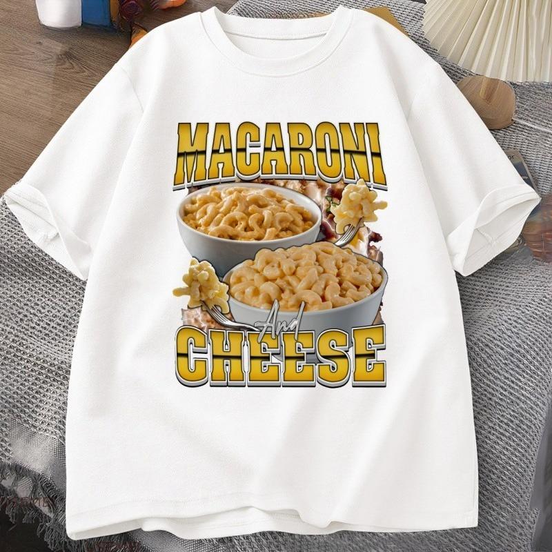 Macaroni Cheese Rap Vintage Graphic TShirt Funny Retro Food Lover Tshirt 90s Aesthetic Trendy Y2K Streetwear Tees Clothes