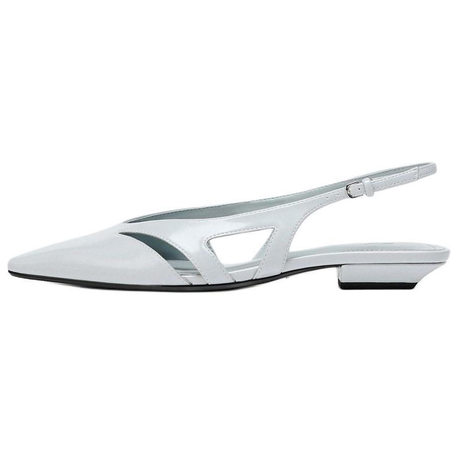 ZARA Cut Out Slingback Flat Shoes White Womens 1154051081138 40