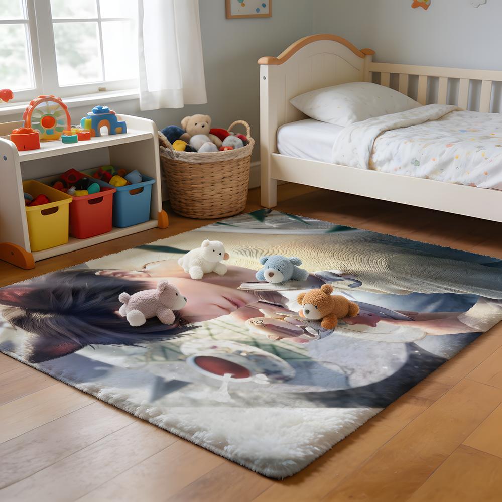 Floor Mat Soft Flannel Rug Non-Slip Absorbent Mat for Bathroom Bedroom Home Decor Z-Zayne Deepspace Love