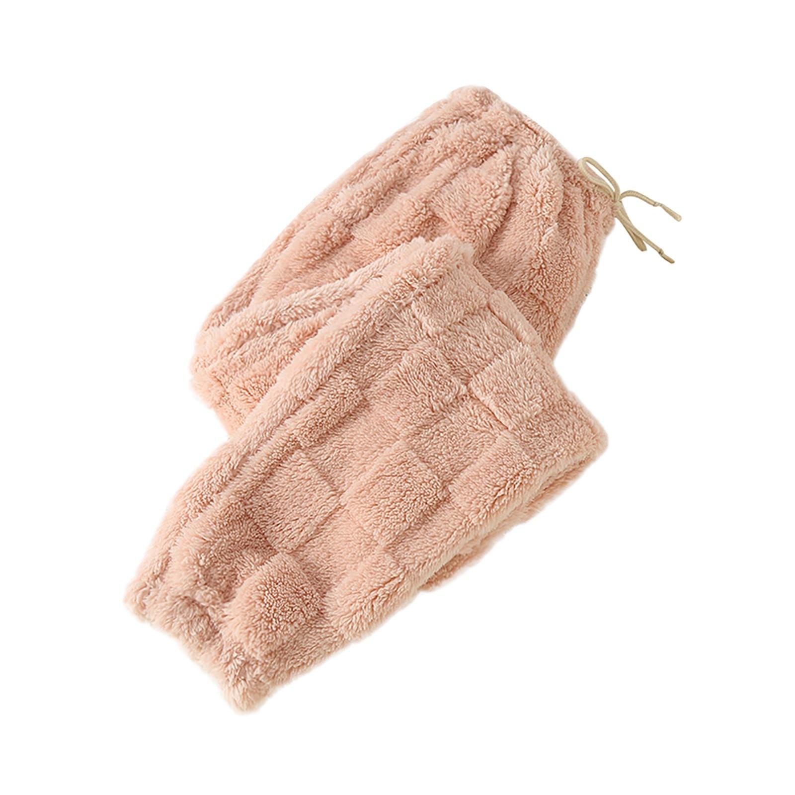 

Женские термофлисовые карманы пижамные теплые повседневные брюки домашние пижамные штаны XXL розовый