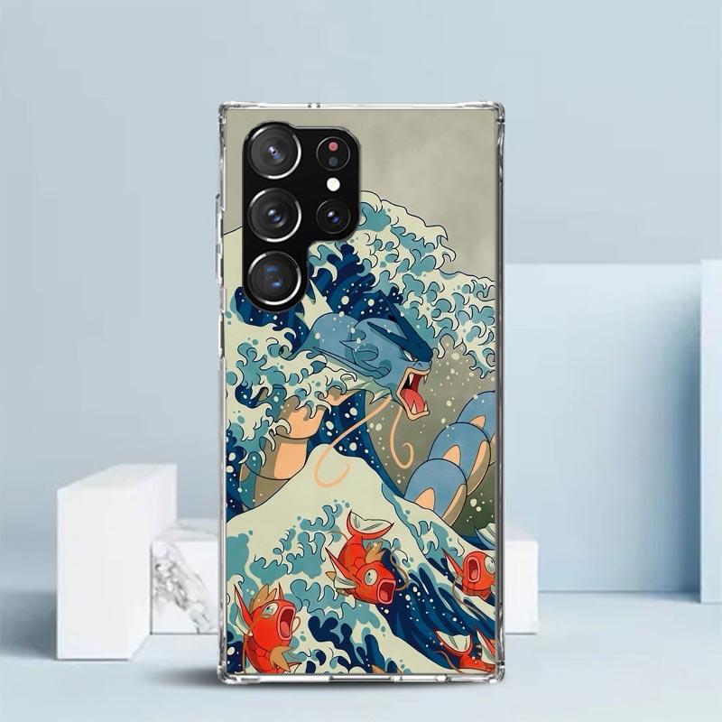 Japanese Style Wave Art Phone Case For Samsung Galaxy S24 S25 Edge S26 Ultra S22 S23 Plus S21 + S20 FE Soft TPU Back Cover Galax