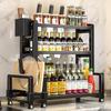 Multi-layer Kitchen Spice Rack with Knife, Chopstick, Pot Lid, and Cutting Board Holders